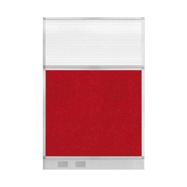 Hush Panel Configurable Cubicle Partition 4' x 6' Red Fabric Clear Fluted Window w/ Cable Channel